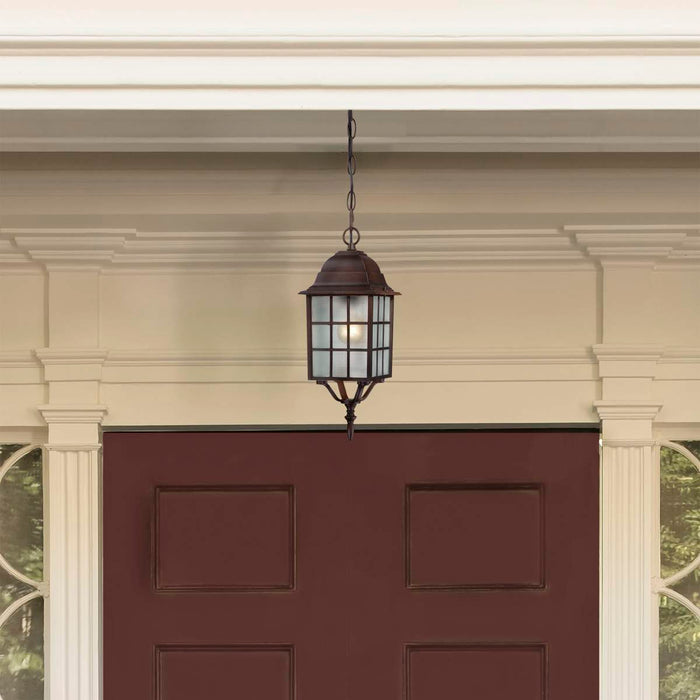 Hanging Lantern Nuvo 60-4912 Adams - 1 Light - 16 in. - Outdoor Hanging with Frosted Glass - Rustic Bronze Finish Nuvo