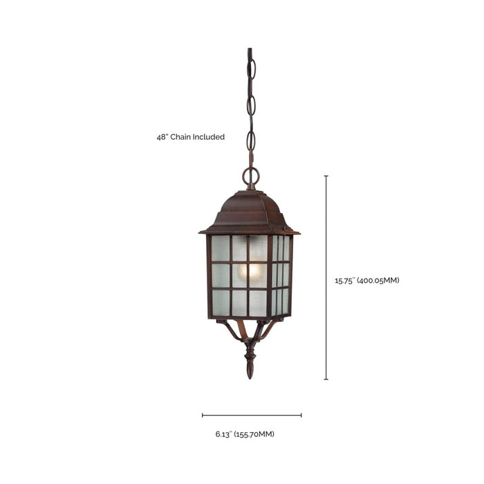 Hanging Lantern Nuvo 60-4912 Adams - 1 Light - 16 in. - Outdoor Hanging with Frosted Glass - Rustic Bronze Finish Nuvo