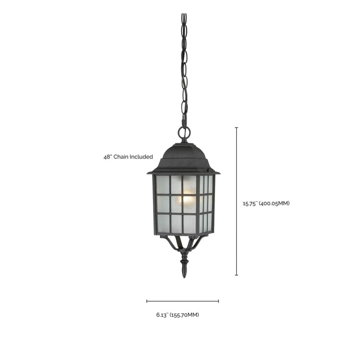 Hanging Lantern Nuvo 60-4913 Adams - 1 Light - 16 in. - Outdoor Hanging with Frosted Glass - Textured Black Finish Nuvo