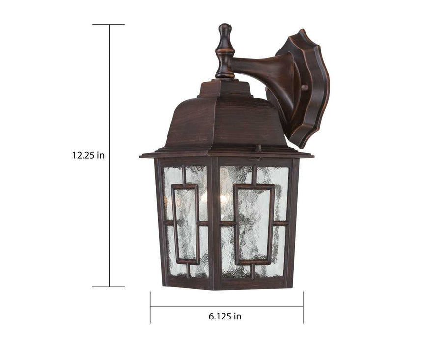 Wall Lantern Nuvo 60-4922 Banyan - 1 Light - 12 in. - Outdoor Wall with Clear Water Glass - Rustic Bronze Finish Nuvo