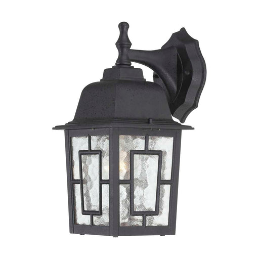 Wall Lantern Nuvo 60-4923 Banyan - 1 Light - 12 in. - Outdoor Wall with Clear Water Glass - Textured Black Finish Nuvo