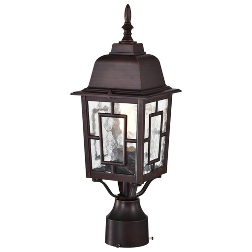 Post Lantern Nuvo 60-4928 Banyan - 1 Light - 17 in. - Outdoor Post with Clear Water Glass - Rustic Bronze Finish Nuvo