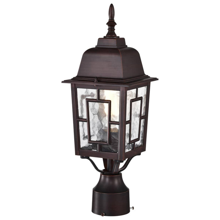 Post Lantern Nuvo 60-4928 Banyan - 1 Light - 17 in. - Outdoor Post with Clear Water Glass - Rustic Bronze Finish Nuvo