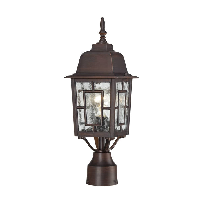 Post Lantern Nuvo 60-4928 Banyan - 1 Light - 17 in. - Outdoor Post with Clear Water Glass - Rustic Bronze Finish Nuvo