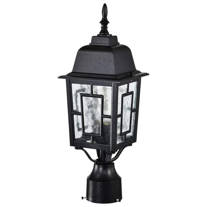 Post Lantern Nuvo 60-4929 Banyan - 1 Light - 17 in. - Outdoor Post with Clear Water Glass - Textured Black Finish Nuvo