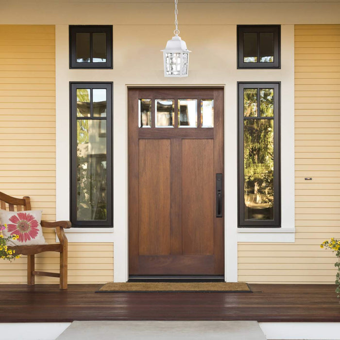 Hanging Lantern Nuvo 60-4931 Banyan - 1 Light - 11 in. - Outdoor Hanging with Clear Water Glass - White Finish Nuvo