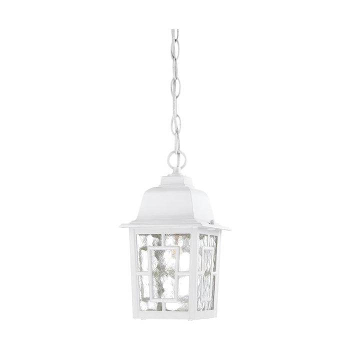 Hanging Lantern Nuvo 60-4931 Banyan - 1 Light - 11 in. - Outdoor Hanging with Clear Water Glass - White Finish Nuvo