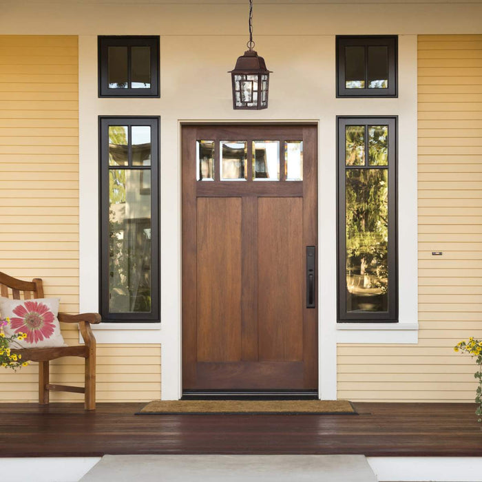 Hanging Lantern Nuvo 60-4932 Banyan - 1 Light - 11 in. - Outdoor Hanging with Clear Water Glass - Rustic Bronze Finish Nuvo