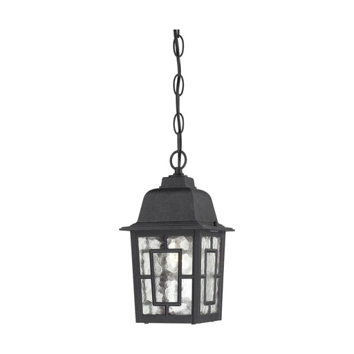 Hanging Lantern Nuvo 60-4933 Banyan - 1 Light - 11 in. - Outdoor Hanging with Clear Water Glass - Textured Black Finish Nuvo
