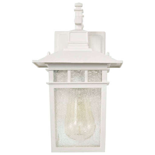 Wall Lantern Nuvo 60-4951 Cove Neck - 1 Light - 12 in. - Outdoor Lantern with Clear Seed Glass - White Finish Nuvo