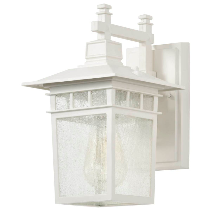 Wall Lantern Nuvo 60-4951 Cove Neck - 1 Light - 12 in. - Outdoor Lantern with Clear Seed Glass - White Finish Nuvo