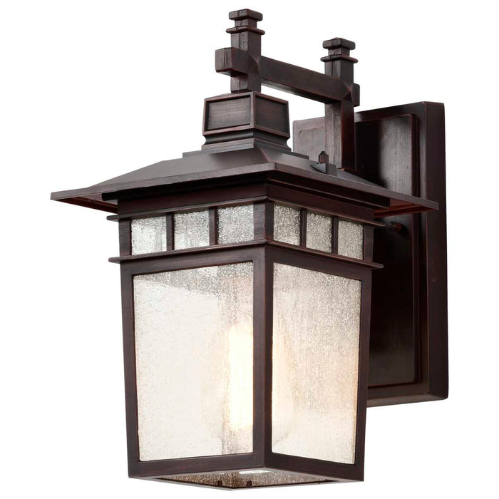 Wall Lantern Nuvo 60-4952 Cove Neck - 1 Light - 12 in. - Outdoor Lantern with Clear Seed Glass - Rustic Bronze Finish Nuvo