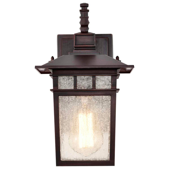 Wall Lantern Nuvo 60-4952 Cove Neck - 1 Light - 12 in. - Outdoor Lantern with Clear Seed Glass - Rustic Bronze Finish Nuvo