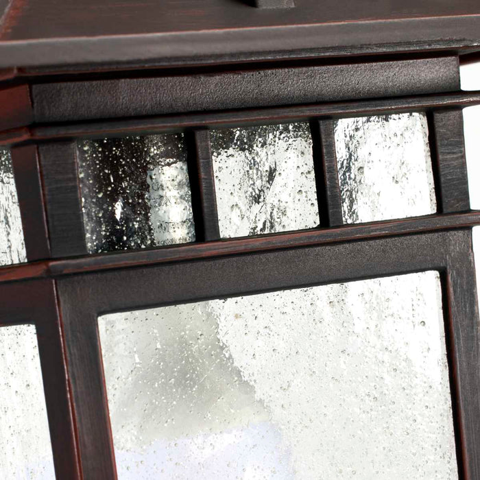 Hanging Lantern Nuvo 60-4955 Cove Neck - 1 Light - 12 in. - Outdoor Hang with Clear Seed Glass - Rustic Bronze Finish Nuvo