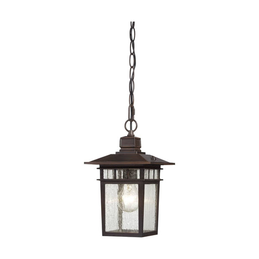 Hanging Lantern Nuvo 60-4955 Cove Neck - 1 Light - 12 in. - Outdoor Hang with Clear Seed Glass - Rustic Bronze Finish Nuvo