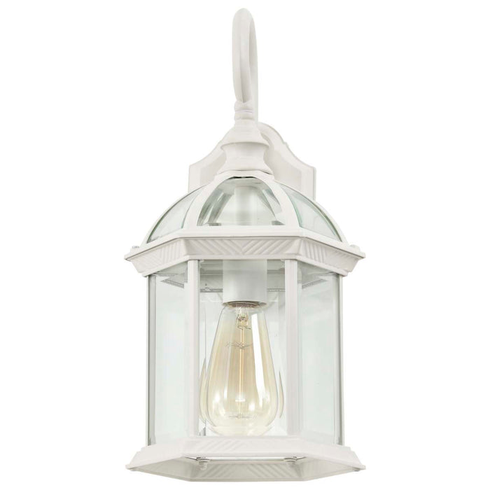 Wall Lantern Nuvo 60-4961 Boxwood - 1 Light - 15 in. - Outdoor Wall with Clear Seed Glass - White Finish Nuvo