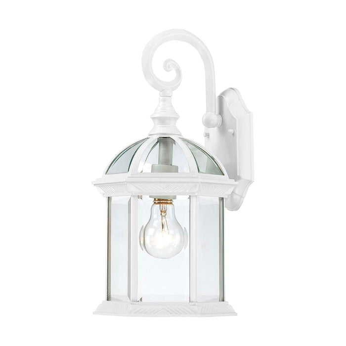 Wall Lantern Nuvo 60-4961 Boxwood - 1 Light - 15 in. - Outdoor Wall with Clear Seed Glass - White Finish Nuvo