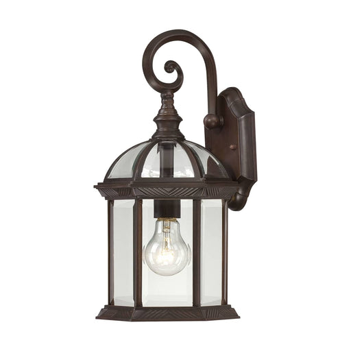 Wall Lantern Nuvo 60-4962 Boxwood - 1 Light - 15 in. - Outdoor Wall with Clear Beveled Glass - Rustic Bronze Finish Nuvo