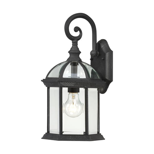 Wall Lantern Nuvo 60-4963 Boxwood - 1 Light - 15 in. - Outdoor Wall with Clear Beveled Glass - Textured Black Finish Nuvo