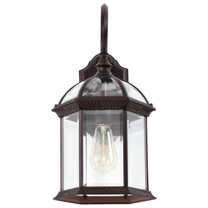 Wall Lantern Nuvo 60-4965 Boxwood - 1 Light - 19 in. - Outdoor Wall with Clear Beveled Glass - Rustic Bronze Finish Nuvo