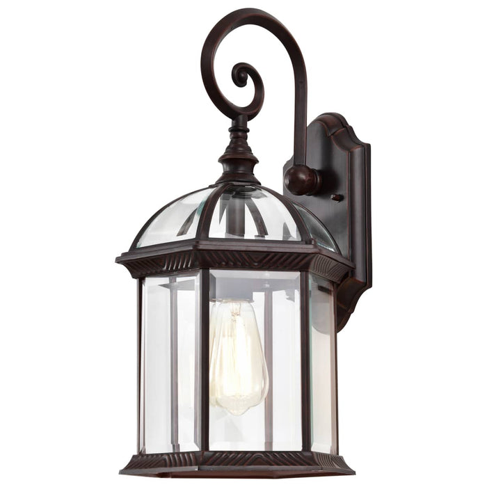 Wall Lantern Nuvo 60-4965 Boxwood - 1 Light - 19 in. - Outdoor Wall with Clear Beveled Glass - Rustic Bronze Finish Nuvo