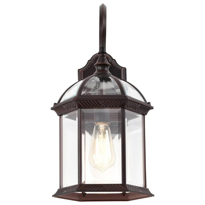 Wall Lantern Nuvo 60-4965 Boxwood - 1 Light - 19 in. - Outdoor Wall with Clear Beveled Glass - Rustic Bronze Finish Nuvo