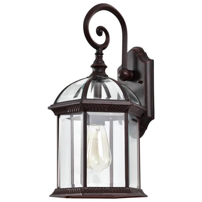 Wall Lantern Nuvo 60-4965 Boxwood - 1 Light - 19 in. - Outdoor Wall with Clear Beveled Glass - Rustic Bronze Finish Nuvo