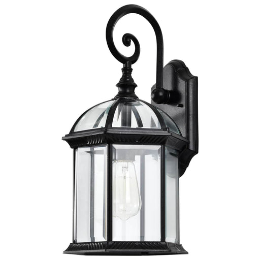 Wall Lantern Nuvo 60-4966 Boxwood - 1 Light - 19 in. - Outdoor Wall with Clear Beveled Glass - Textured Black Finish Nuvo