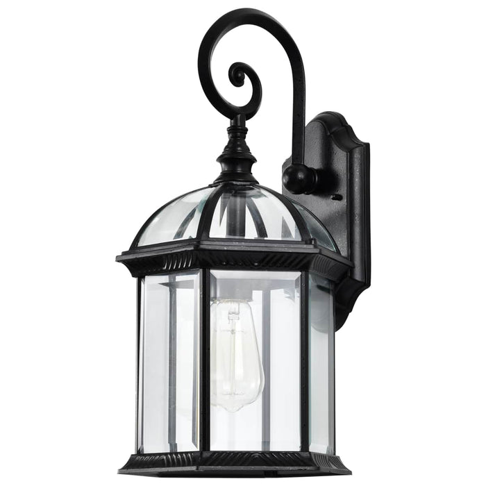 Wall Lantern Nuvo 60-4966 Boxwood - 1 Light - 19 in. - Outdoor Wall with Clear Beveled Glass - Textured Black Finish Nuvo