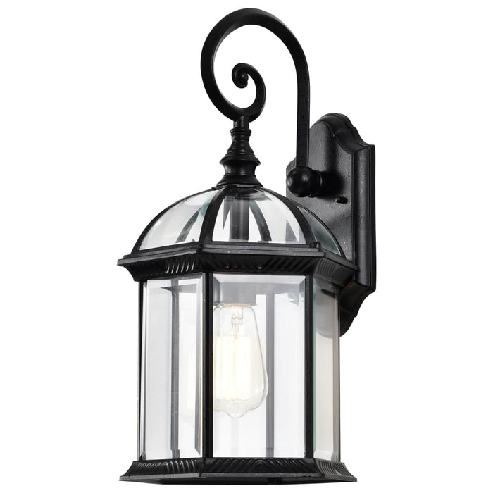Wall Lantern Nuvo 60-4966 Boxwood - 1 Light - 19 in. - Outdoor Wall with Clear Beveled Glass - Textured Black Finish Nuvo
