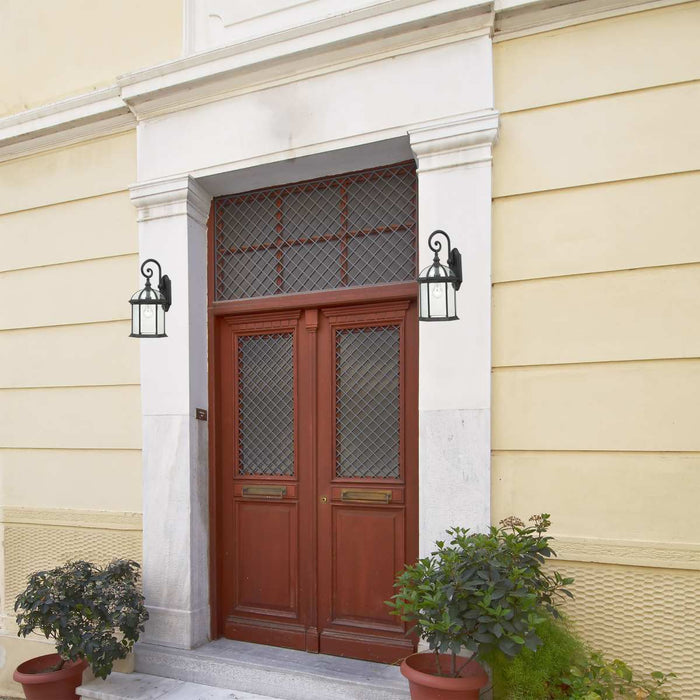 Wall Lantern Nuvo 60-4966 Boxwood - 1 Light - 19 in. - Outdoor Wall with Clear Beveled Glass - Textured Black Finish Nuvo