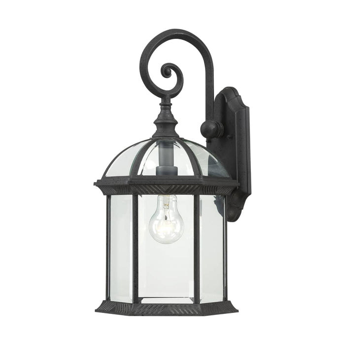 Wall Lantern Nuvo 60-4966 Boxwood - 1 Light - 19 in. - Outdoor Wall with Clear Beveled Glass - Textured Black Finish Nuvo