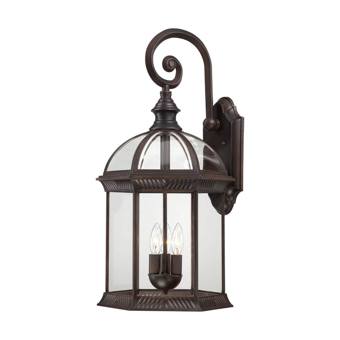 Wall Lantern Nuvo 60-4968 Boxwood - 3 Light - 26 in. - Outdoor Wall with Clear Beveled Glass - Rustic Bronze Finish Nuvo
