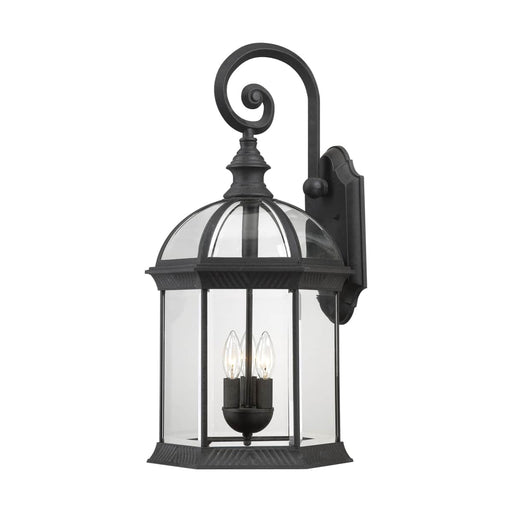 Wall Lantern Nuvo 60-4969 Boxwood - 3 Light - 26 in. - Outdoor Wall with Clear Beveled Glass - Textured Black Finish Nuvo