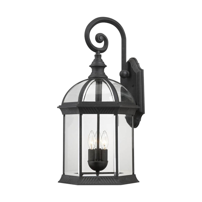 Wall Lantern Nuvo 60-4969 Boxwood - 3 Light - 26 in. - Outdoor Wall with Clear Beveled Glass - Textured Black Finish Nuvo