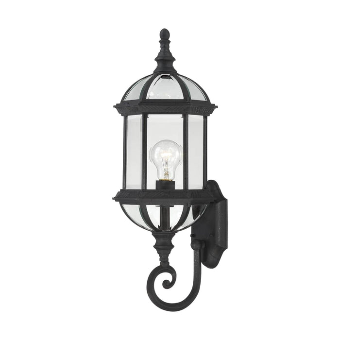 Wall Lantern Nuvo 60-4973 Boxwood - 1 Light - 22 in. - Outdoor Wall with Clear Beveled Glass - Textured Black Finish Nuvo