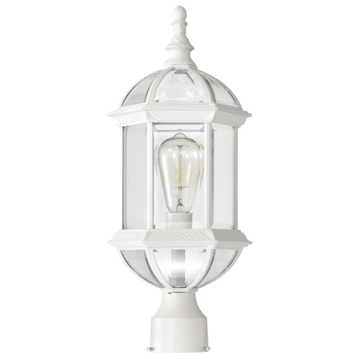 Post Lantern Nuvo 60-4974 Boxwood - 1 Light - 19 in. - Outdoor Post with Clear Beveled Glass - White Finish Nuvo