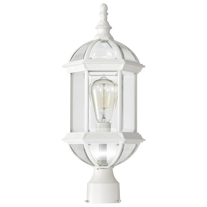 Post Lantern Nuvo 60-4974 Boxwood - 1 Light - 19 in. - Outdoor Post with Clear Beveled Glass - White Finish Nuvo