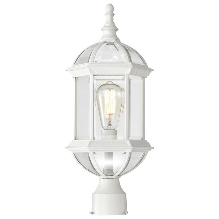 Post Lantern Nuvo 60-4974 Boxwood - 1 Light - 19 in. - Outdoor Post with Clear Beveled Glass - White Finish Nuvo