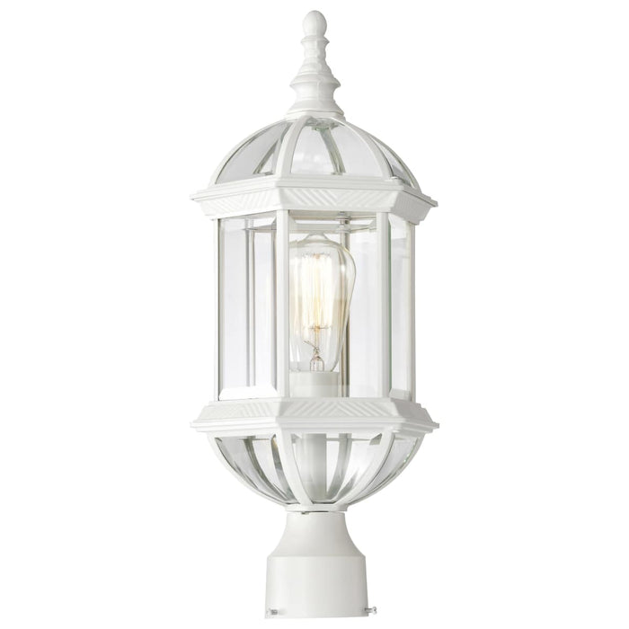 Post Lantern Nuvo 60-4974 Boxwood - 1 Light - 19 in. - Outdoor Post with Clear Beveled Glass - White Finish Nuvo