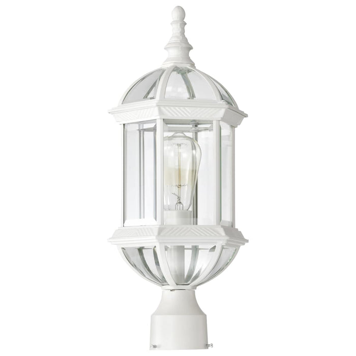 Post Lantern Nuvo 60-4974 Boxwood - 1 Light - 19 in. - Outdoor Post with Clear Beveled Glass - White Finish Nuvo