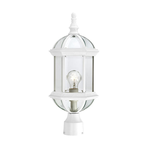 Post Lantern Nuvo 60-4974 Boxwood - 1 Light - 19 in. - Outdoor Post with Clear Beveled Glass - White Finish Nuvo