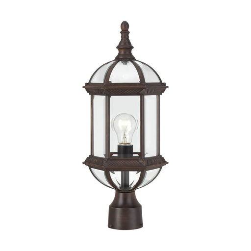 Post Lantern Nuvo 60-4975 Boxwood - 1 Light - 19 in. - Outdoor Post with Clear Beveled Glass - Rustic Bronze Finish Nuvo