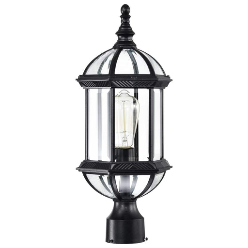 Post Lantern Nuvo 60-4976 Boxwood - 1 Light - 19 in. - Outdoor Post with Clear Beveled Glass - Textured Black Finish Nuvo