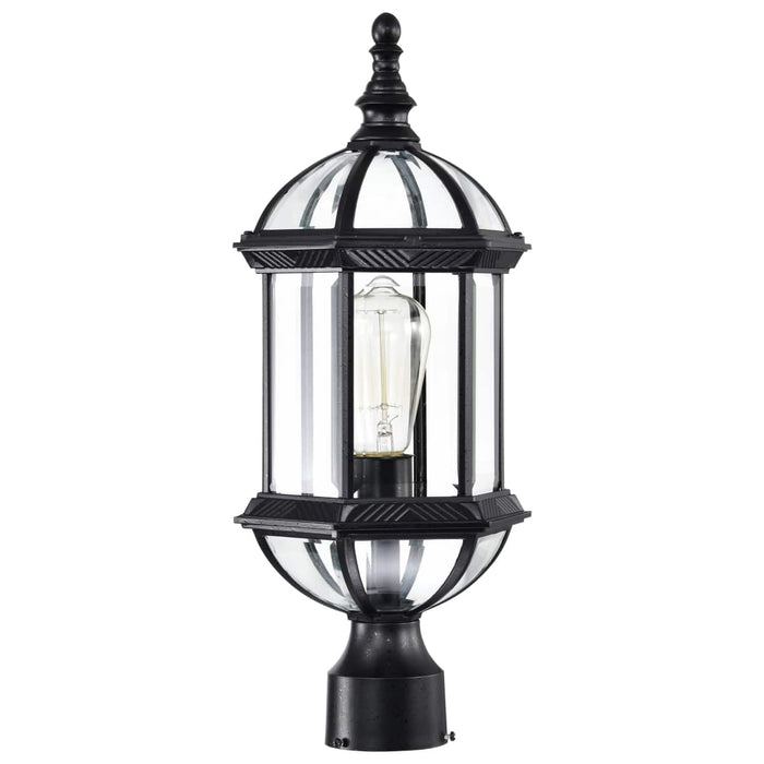 Post Lantern Nuvo 60-4976 Boxwood - 1 Light - 19 in. - Outdoor Post with Clear Beveled Glass - Textured Black Finish Nuvo