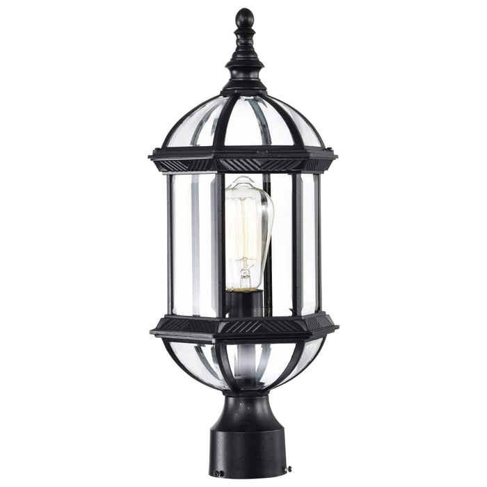 Post Lantern Nuvo 60-4976 Boxwood - 1 Light - 19 in. - Outdoor Post with Clear Beveled Glass - Textured Black Finish Nuvo