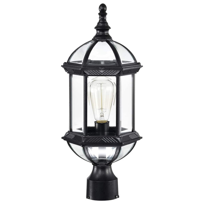 Post Lantern Nuvo 60-4976 Boxwood - 1 Light - 19 in. - Outdoor Post with Clear Beveled Glass - Textured Black Finish Nuvo