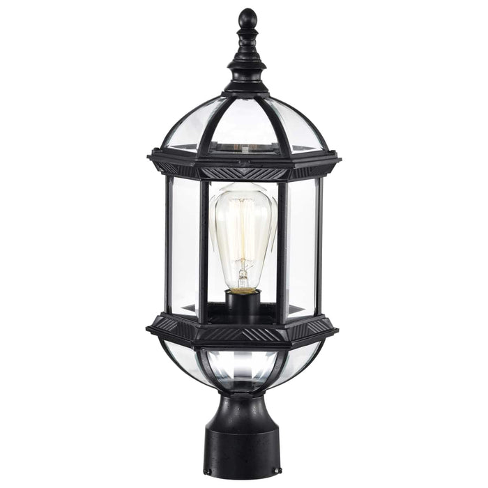 Post Lantern Nuvo 60-4976 Boxwood - 1 Light - 19 in. - Outdoor Post with Clear Beveled Glass - Textured Black Finish Nuvo