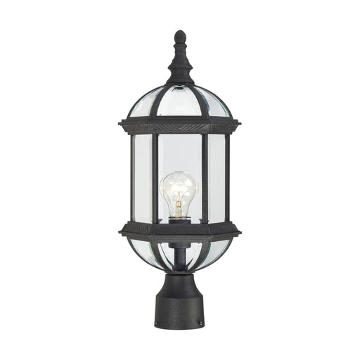 Post Lantern Nuvo 60-4976 Boxwood - 1 Light - 19 in. - Outdoor Post with Clear Beveled Glass - Textured Black Finish Nuvo