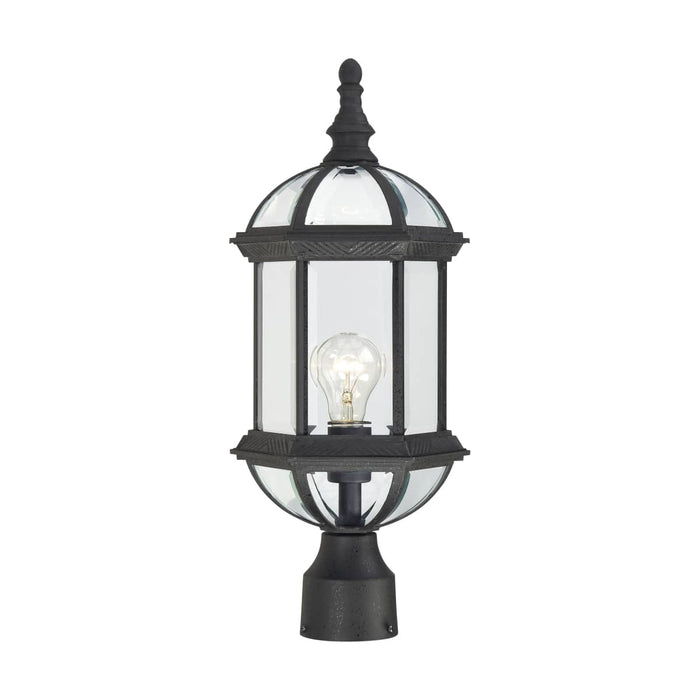 Post Lantern Nuvo 60-4976 Boxwood - 1 Light - 19 in. - Outdoor Post with Clear Beveled Glass - Textured Black Finish Nuvo